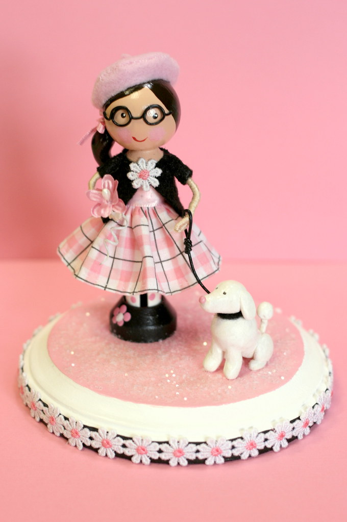 Poodle in Paris Clothespin Doll